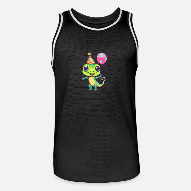 Lizard Birthday Comic - Men's Basketball Jersey - black/white