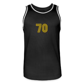 ANNIVERSARY. HAPPY BIRTHDAY. HAPPY BIRTHDAY. - Men's Basketball Jersey - black/white - Front - AI Model Male 185 dark (185cm)