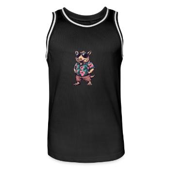 Armadillo Bande dessinée Holiday - Maillot de basket Homme - noir/blanc - Devant - AI Model Male 185 dark (185cm)