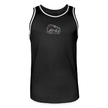 Mountain Vista in Gear Ring - Men's Basketball Jersey - black/white - Front - AI Model Male 185 dark (185cm)