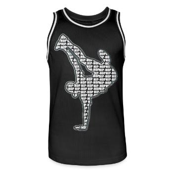 Breakdance - Maillot de basket Homme - noir/blanc - Devant - AI Model Male 185 dark (185cm)