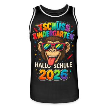 Tschüss Kindergarten Hallo Schule 2026 Schulkind - Männer Basketball-Trikot - Schwarz/Weiß - Vorne - AI Model Male 185 dark (185cm)