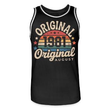 Original Août 1981 Vintage Anniversaire 1981 - Maillot de basket Homme - noir/blanc - Devant - AI Model Male 185 dark (185cm)