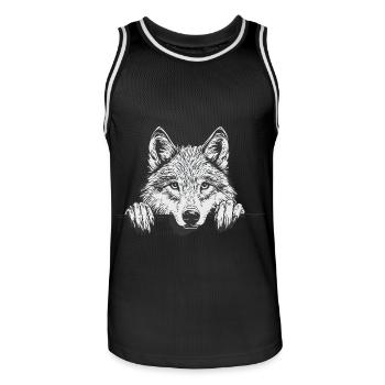 Wolf - Männer Basketball-Trikot - Schwarz/Weiß - Vorne - AI Model Male 185 dark (185cm)