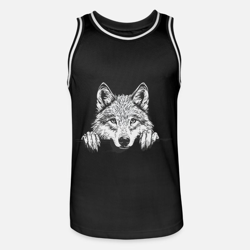 Wolf - Männer Basketball-Trikot - Schwarz/Weiß