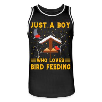 Just a Boy who loves Bird Feeding - Men's Basketball Jersey - black/white - Front - AI Model Male 185 dark (185cm)
