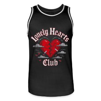 Lonely Hearts Club – Broken Heart Design - Men's Basketball Jersey - black/white - Front - AI Model Male 185 dark (185cm)