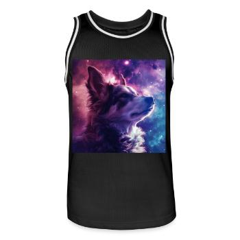 Chien - Maillot de basket Homme - noir/blanc - Devant - AI Model Male 185 dark (185cm)