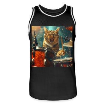 Katze - Männer Basketball-Trikot - Schwarz/Weiß - Vorne - AI Model Male 185 dark (185cm)