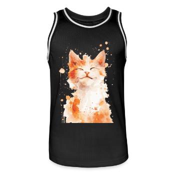 Katze - Männer Basketball-Trikot - Schwarz/Weiß - Vorne - AI Model Male 185 dark (185cm)
