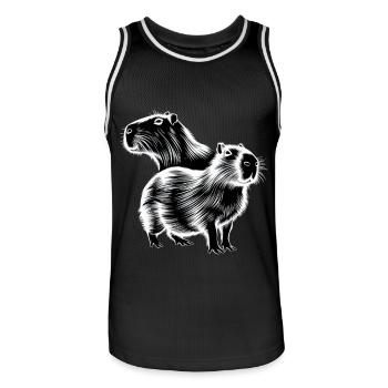 Capybara - Men's Basketball Jersey - black/white - Front - AI Model Male 185 dark (185cm)