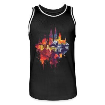 Elbing - Männer Basketball-Trikot - Schwarz/Weiß - Vorne - AI Model Male 185 dark (185cm)