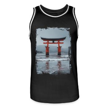 Japon - Maillot de basket Homme - noir/blanc - Devant - AI Model Male 185 dark (185cm)