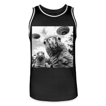 Sittiche - Männer Basketball-Trikot - Schwarz/Weiß - Vorne - AI Model Male 185 dark (185cm)
