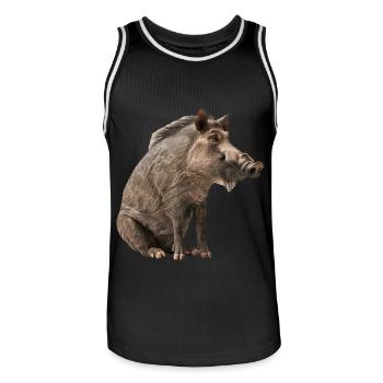 Warzenschwein - Männer Basketball-Trikot - Schwarz/Weiß - Vorne - AI Model Male 185 dark (185cm)