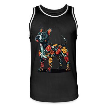 Bullterrier - Männer Basketball-Trikot - Schwarz/Weiß - Vorne - AI Model Male 185 dark (185cm)