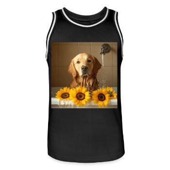 Golden Retriever - Männer Basketball-Trikot - Schwarz/Weiß - Vorne - AI Model Male 185 dark (185cm)