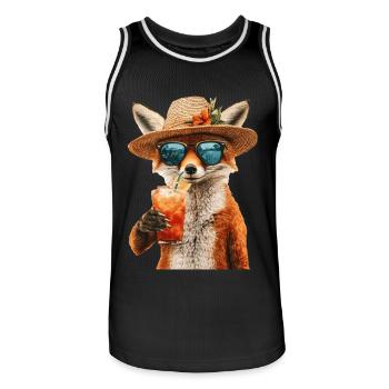 Fuchs - Männer Basketball-Trikot - Schwarz/Weiß - Vorne - AI Model Male 185 dark (185cm)