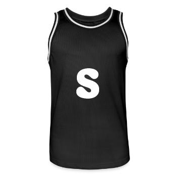 S - Männer Basketball-Trikot - Schwarz/Weiß - Vorne - AI Model Male 185 dark (185cm)