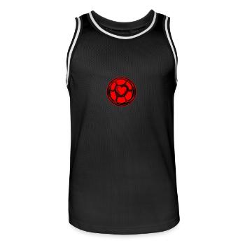Soccer Heart Icon - Men's Basketball Jersey - black/white - Front - AI Model Male 185 dark (185cm)