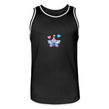 Papillon Anniversaire BD - Maillot de basket Homme - noir/blanc - Devant - AI Model Male 185 dark (185cm)