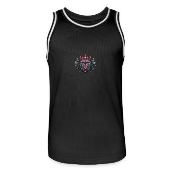 Cœur Couronne Amour - Maillot de basket Homme - noir/blanc - Devant - AI Model Male 185 dark (185cm)