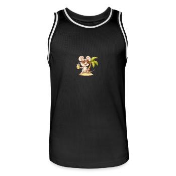 Mouse Summer Beach Comic - Men's Basketball Jersey - black/white - Front - AI Model Male 185 dark (185cm)