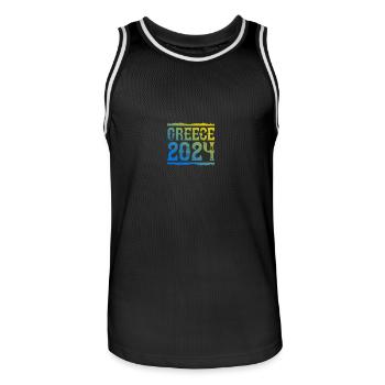 Greece 2024 - Männer Basketball-Trikot - Schwarz/Weiß - Vorne - AI Model Male 185 dark (185cm)