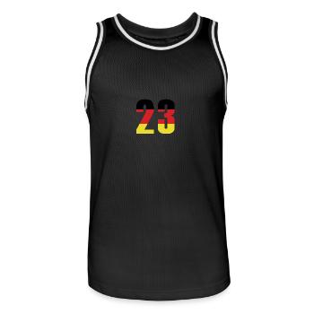 23 Number Germany Jersey - Men's Basketball Jersey - black/white - Front - AI Model Male 185 dark (185cm)