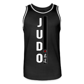 Dojo de gymnase ceinture noire de judo arts martiaux - Maillot de basket Homme - noir/blanc - Devant - AI Model Male 185 dark (185cm)