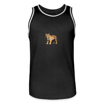 Tiger Animal - Men's Basketball Jersey - black/white - Front - AI Model Male 185 dark (185cm)