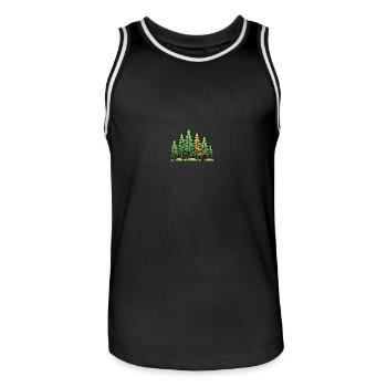 Forêt, paysage, arbres, nature - Maillot de basket Homme - noir/blanc - Devant - AI Model Male 185 dark (185cm)
