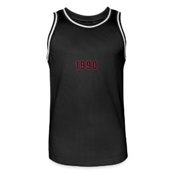 1990 Year Number - Men's Basketball Jersey - black/white - Front - AI Model Male 185 dark (185cm)