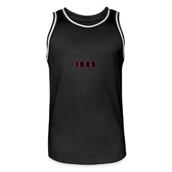1945 Year Birthday - Men's Basketball Jersey - black/white - Front - AI Model Male 185 dark (185cm)