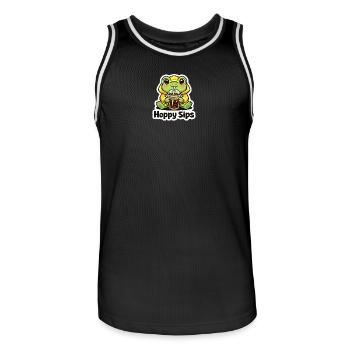 Grenouille au thé mousseux - Maillot de basket Homme - noir/blanc - Devant - AI Model Male 185 dark (185cm)