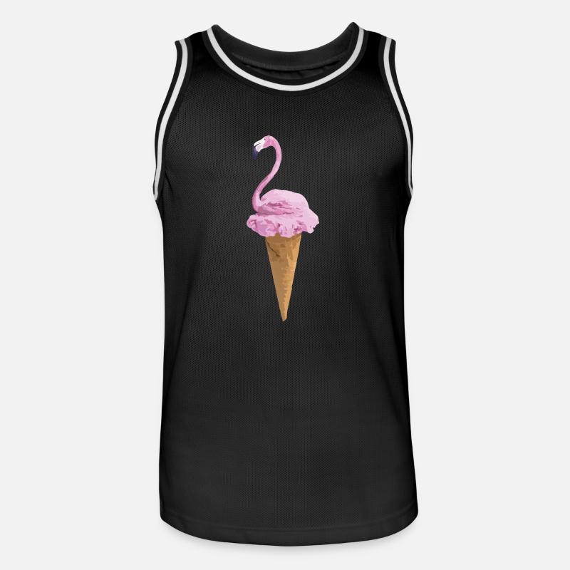 Flamingo mit Eiscreme - Männer Basketball-Trikot - Schwarz/Weiß