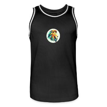 Löwenkopf - Männer Basketball-Trikot - Schwarz/Weiß - Vorne - AI Model Male 185 dark (185cm)