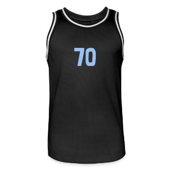 70. 70 JAHRE. 70-JÄHRIGES JUBILÄUM. 70-JÄHRIGES JUBILÄUM. - Männer Basketball-Trikot - Schwarz/Weiß - Vorne - AI Model Male 185 dark (185cm)
