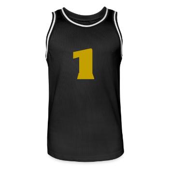 1. 1 AN. 1er ANNIVERSAIRE. ANNIVERSAIRE 1 AN - Maillot de basket Homme - noir/blanc - Devant - AI Model Male 185 dark (185cm)