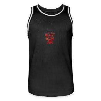 gym bête fitness - Maillot de basket Homme - noir/blanc - Devant - AI Model Male 185 dark (185cm)