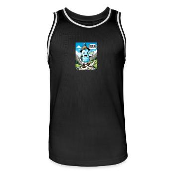 Hydration is an Uphill Battle - Men's Basketball Jersey - black/white - Front - AI Model Male 185 dark (185cm)