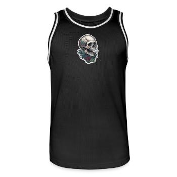 Tattoo Print Skull Design - Men's Basketball Jersey - black/white - Front - AI Model Male 185 dark (185cm)