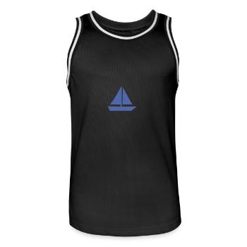 Minimalistisches Segeln Jolle Silhouette Kapitän - Männer Basketball-Trikot - Schwarz/Weiß - Vorne - AI Model Male 185 dark (185cm)