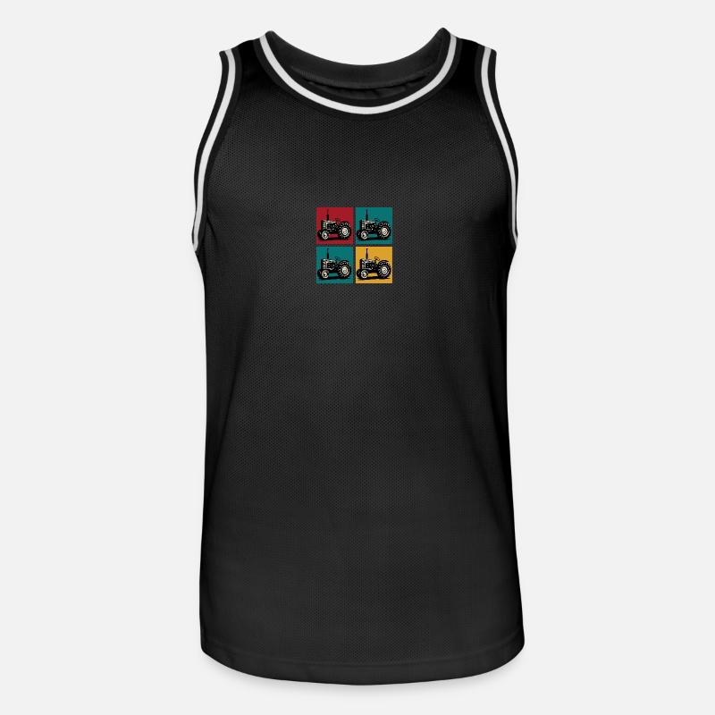 Retro-Oldtimer-Traktor - Männer Basketball-Trikot - Schwarz/Weiß