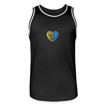 Schéma du syndrome de Down de l’anse cardiaque - Maillot de basket Homme - noir/blanc - Devant - AI Model Male 185 dark (185cm)