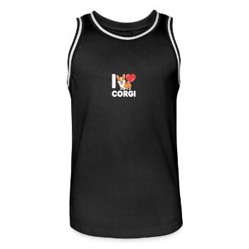 corgi - Men's Basketball Jersey - black/white - Front - AI Model Male 185 dark (185cm)