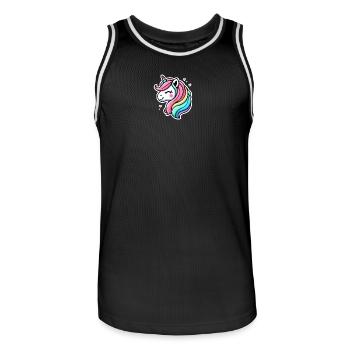Einhorn Comic Regenbogen Herzen - Männer Basketball-Trikot - Schwarz/Weiß - Vorne - AI Model Male 185 dark (185cm)