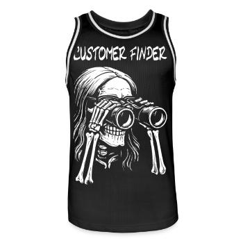 Customer Finder Skelett Fernglas Rock Design - Männer Basketball-Trikot - Schwarz/Weiß - Vorne - AI Model Male 185 dark (185cm)