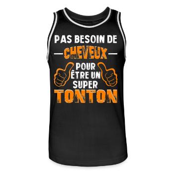 PAS BESOIN DE CHEVEUX POUR ÊTRE UN SUPER TONTON - Maillot de basket Homme - noir/blanc - Devant - AI Model Male 185 dark (185cm)