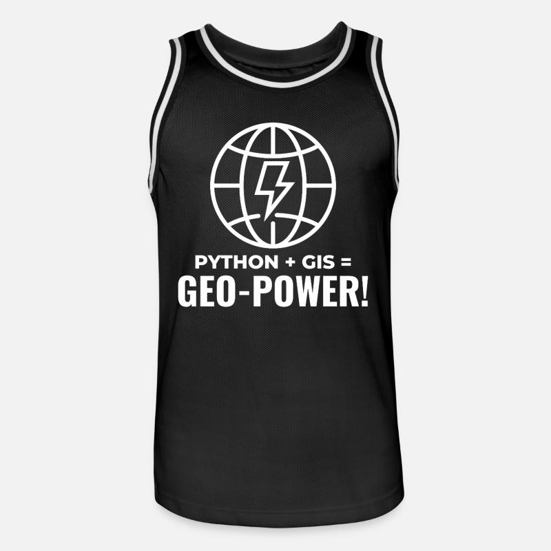 Python SIG Géo-Puissance Programmation Géospatial - Maillot de basket Homme - noir/blanc
